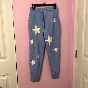 Judith March periwinkle blue star sweatpants size small